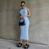 Casual Knitted Sleeveless Round Neck Dress