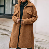 Single-breasted Plush Trench Coat