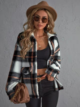 Cotton Plaid Loose-collar Double-sided Jacket