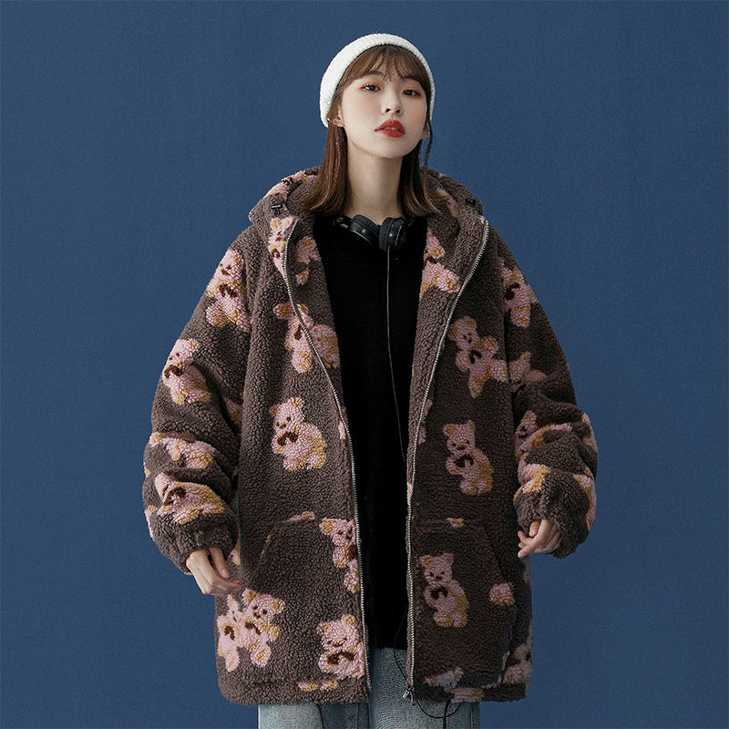 Lamb fur bear cotton coat
