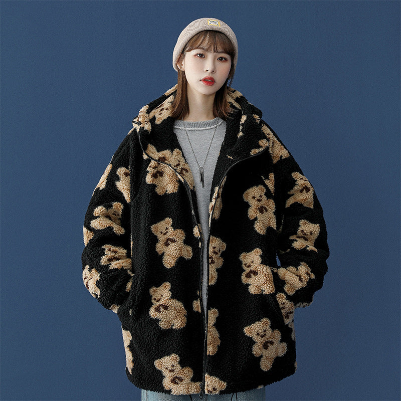 Lamb fur bear cotton coat