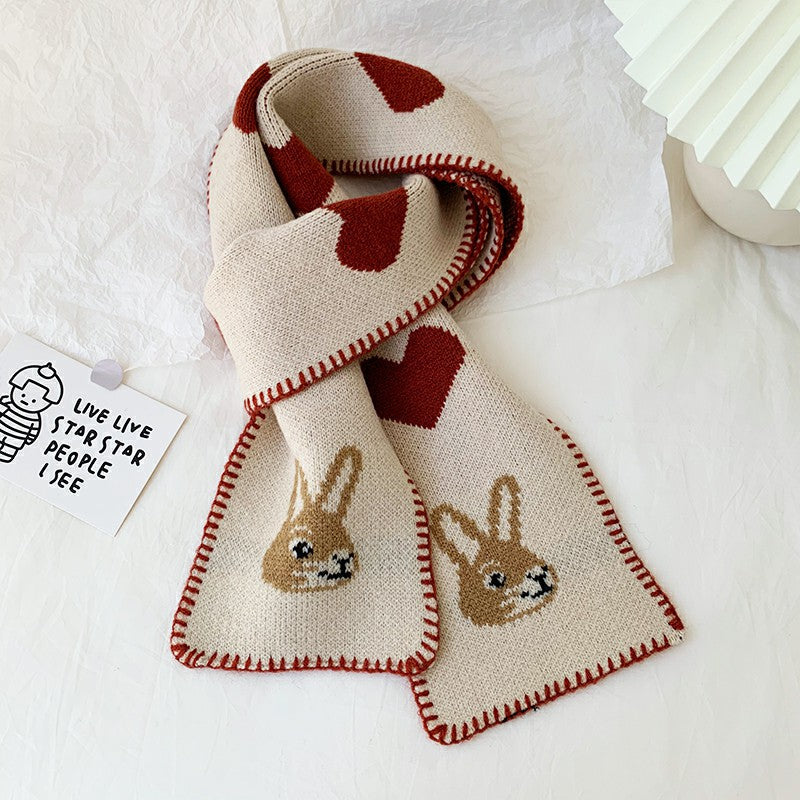 Rabbit Short Warm Wool Knitted Scarf