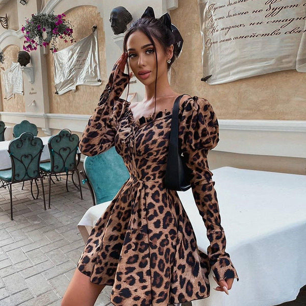 Fall Leopard Long Sleeve Dress