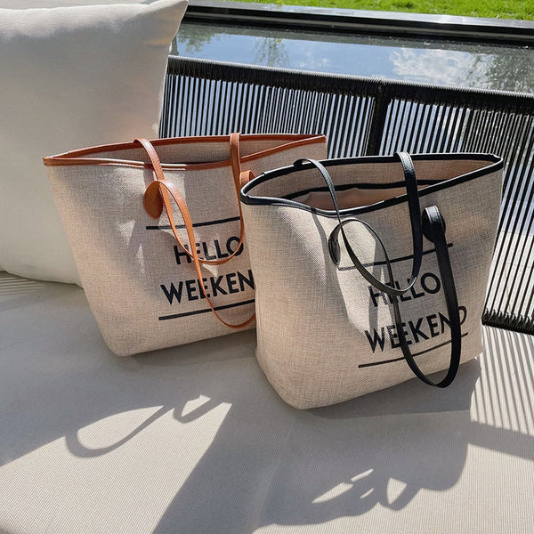 Canvas Fashion Printed Letters Large Capacity Shoulder Bag