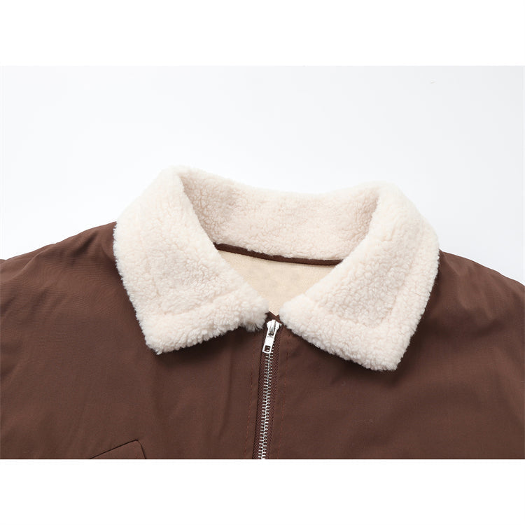 Fake Two-piece Lamb Wool Casual Jacket