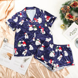 Christmas Satin Short-sleeved Pajamas Set