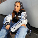 Letter Print Black And White Jacket