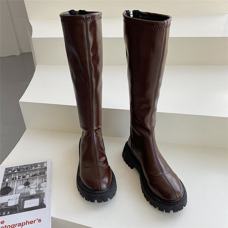 Square Heel Over The Knee Long Boots