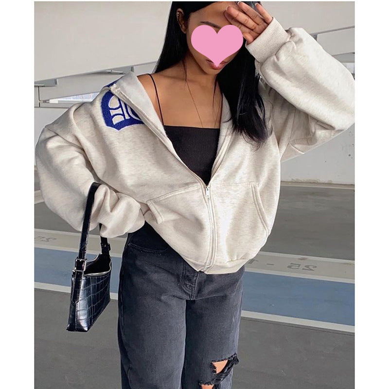 Letter Print Hoodie Sweater Jacket