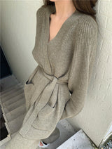 Knit Sweater & Straight Wide Leg Trousers Two peices