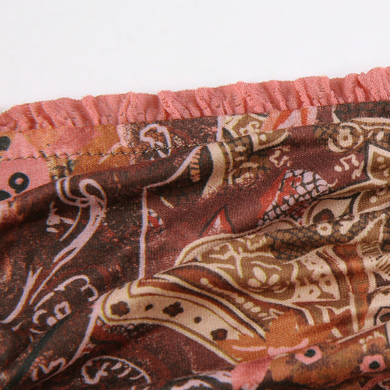 Retro Smocked Lace Suspenders Slim Dress