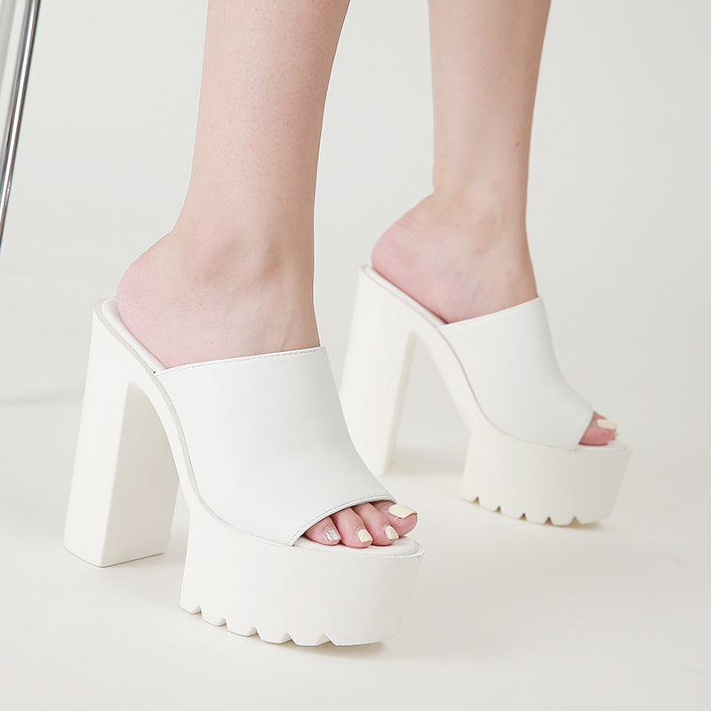 Thick High-heel Slippers