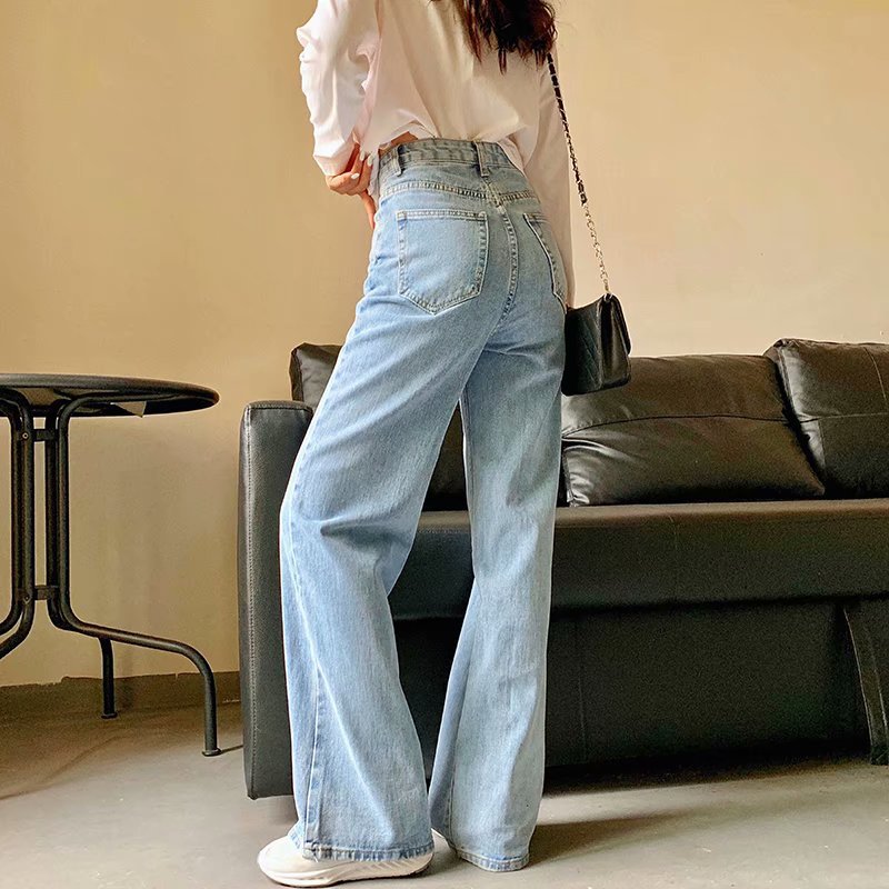 Mopping Wide-leg Denim Trousers