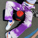 Tie-dye casual straight-leg pants