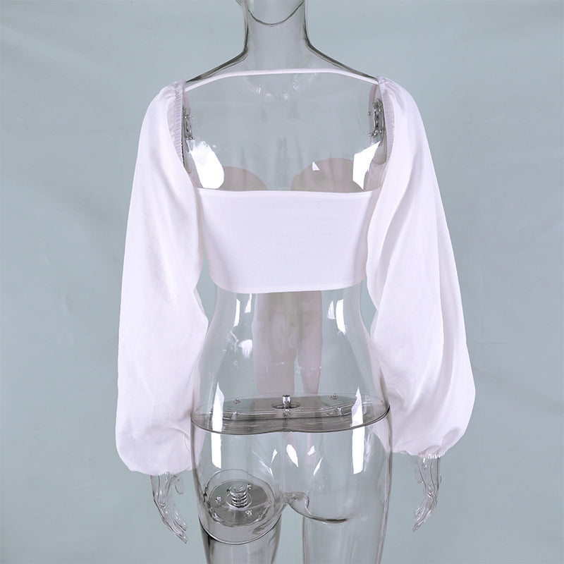 Sexy Backless Square Collar Blouse