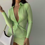 Fashionable L-neck Twisted Sexy Dress