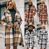 Loose Casual Plaid Mid-length Belted Coat