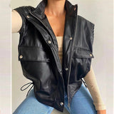 Sleeveless PU Leather Jacket