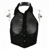 Halter Single-breasted Lapel Top