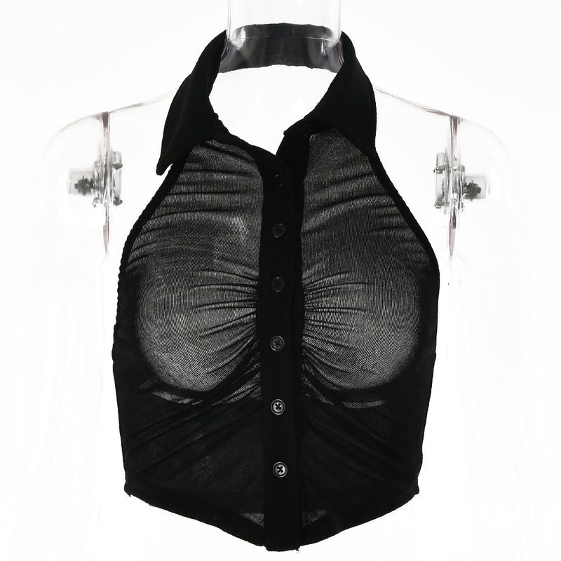 Halter Single-breasted Lapel Top