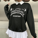 Loose sweatshirt with removable collar