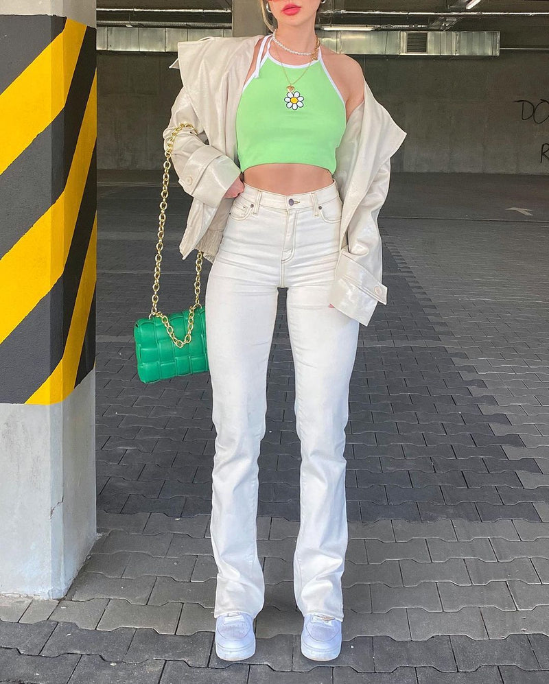 Trendy Drape High-waist Straight-leg Trousers