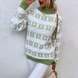 Half High Neck Christmas Snowflake Sweater