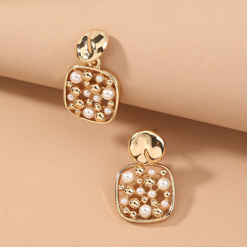Square Cut-out Pearl Earring Accessories