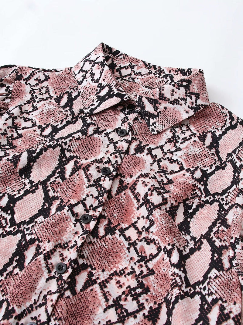 Lantern Sleeve Puff Sleeve Printed Shirt Top