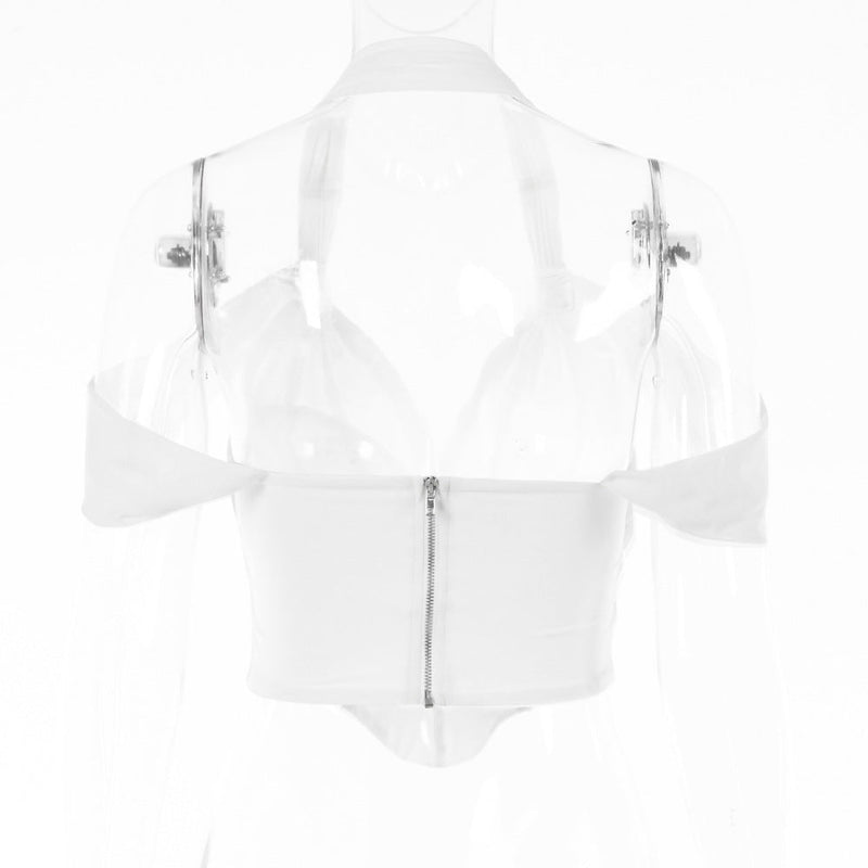 Solid Color Tunic Fishbone Halterneck Top