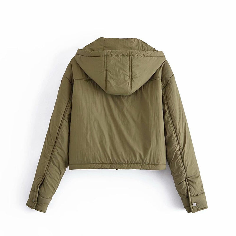 Polyester Fashion Hooded Cotton Jacket