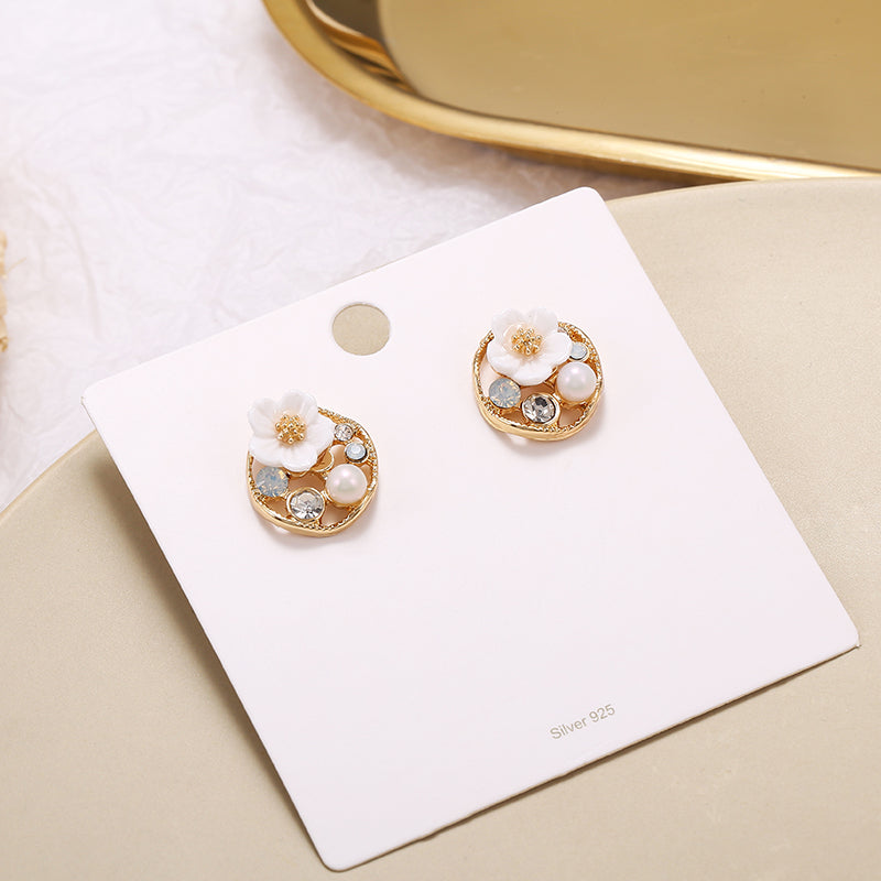 Pearl Zircon Literary Retro Earrings