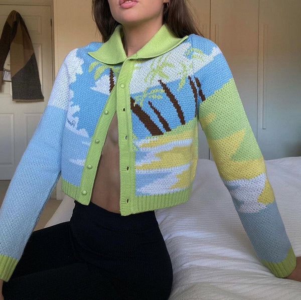 Retro Loose  Jacquard Knitted Sweater