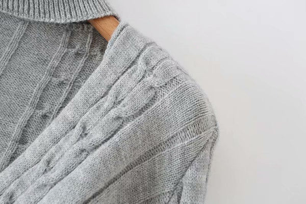 Grey Twist Knit Sweater