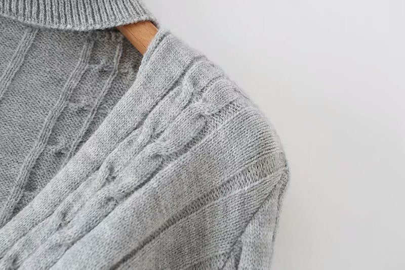 Grey Twist Knit Sweater