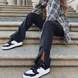 Slit Mopping Vintage Loose High Waist Jeans