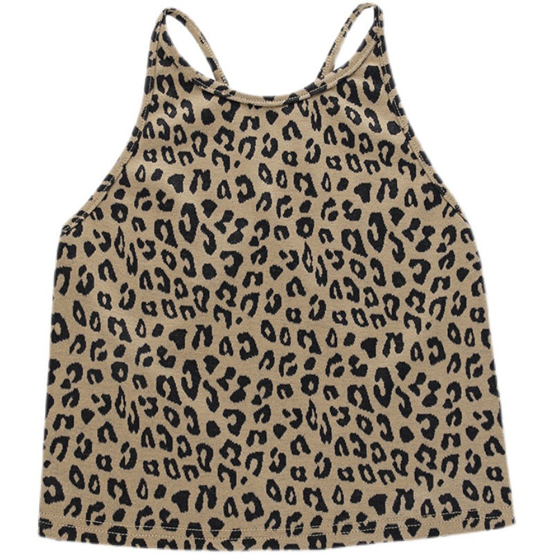 Leopard Print Halter Strap Top