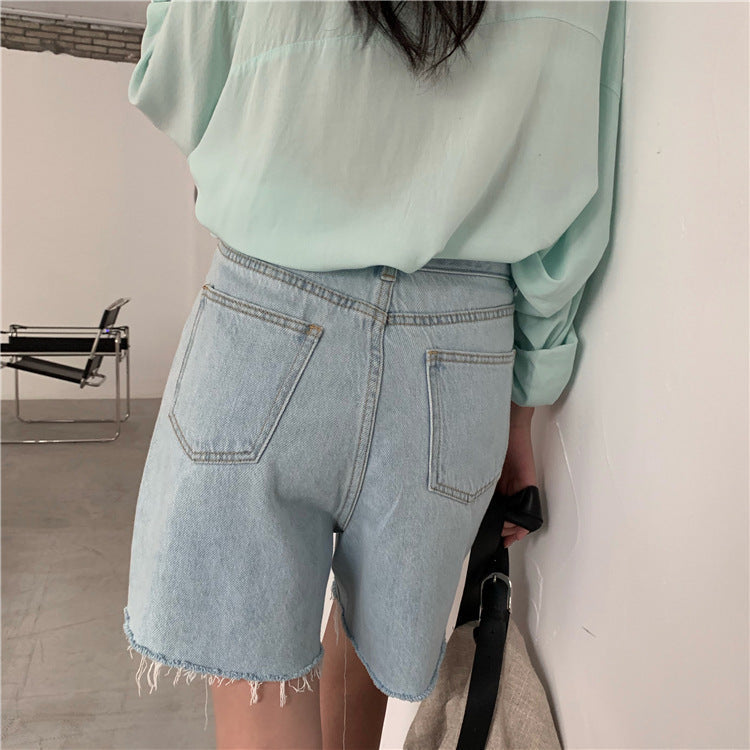 High-waisted Wide-leg Denim Shorts