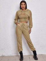 Sports Drawstring Hoodie Loose Three-Piece Suit