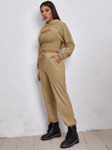 Sports Drawstring Hoodie Loose Three-Piece Suit