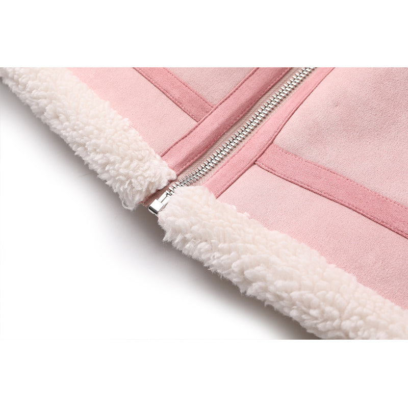 Loose Faux Lamb Wool Motorcycle Jacket