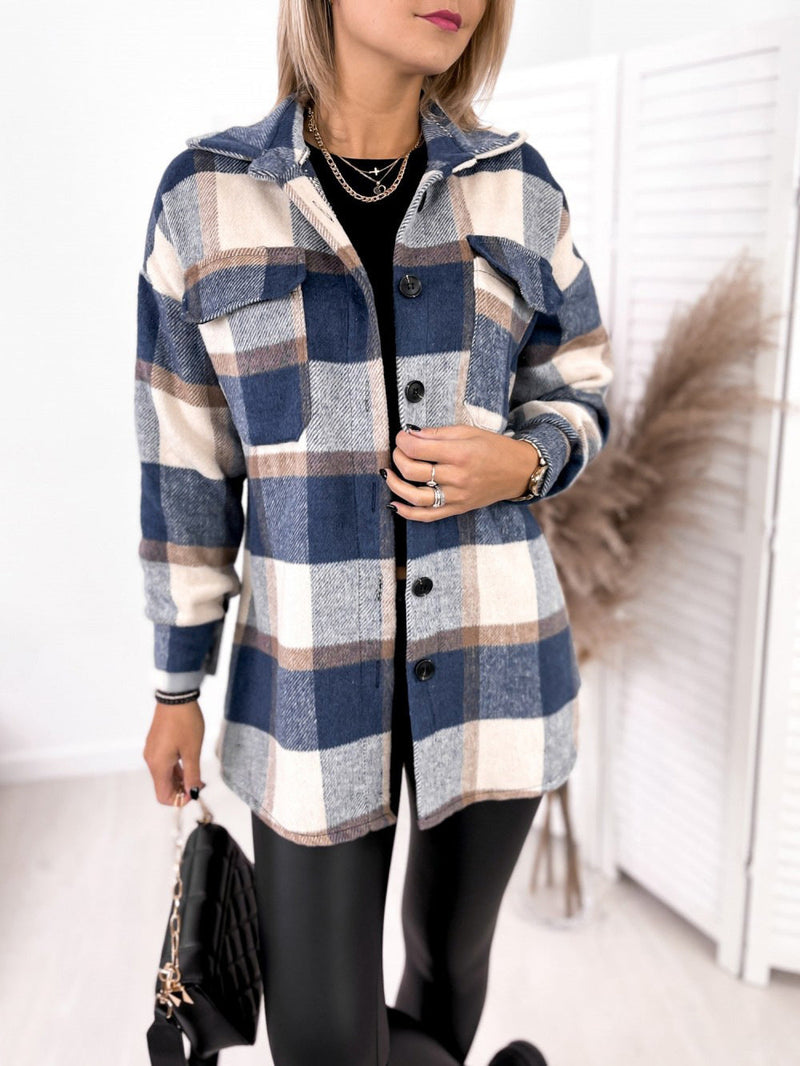 Long-sleeved Shirt Collar Woolen Jacket