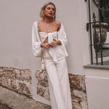 Sexy Backless Square Collar Blouse