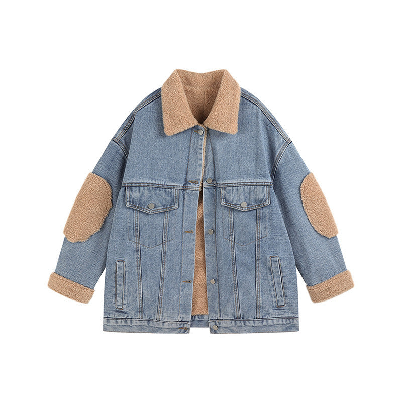 Denim Lamb Wool Loose Jacket