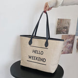 Canvas Fashion Printed Letters Large Capacity Shoulder Bag