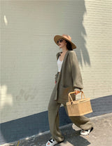 Knit Sweater & Straight Wide Leg Trousers Two peices