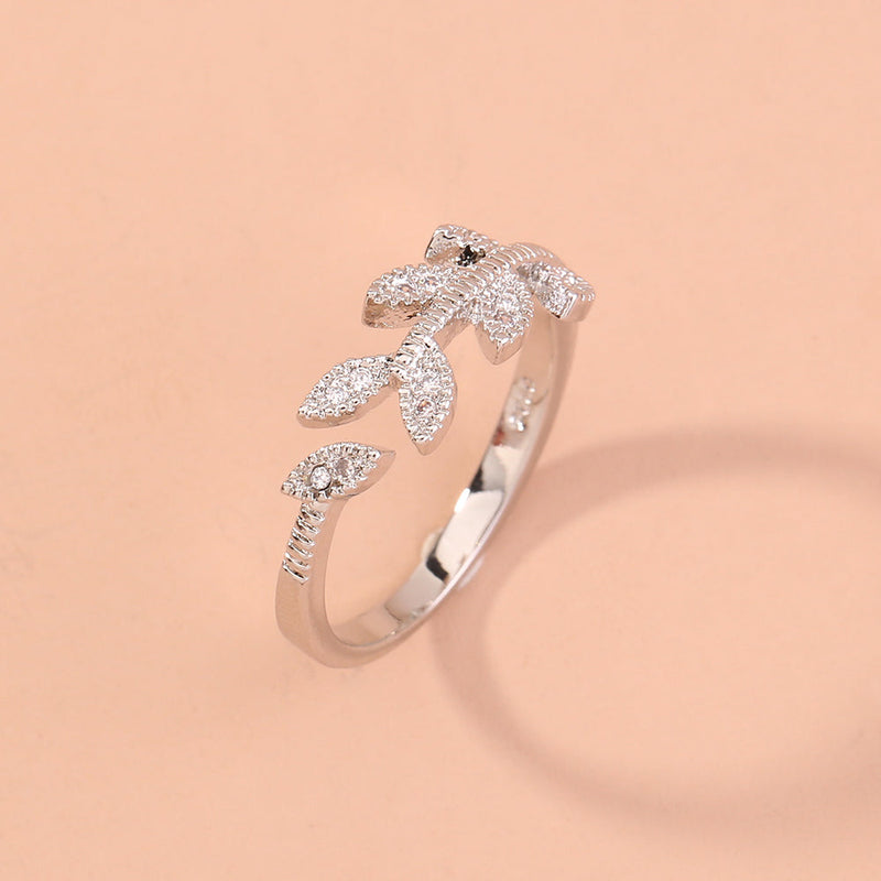 Zircon Tree Branch Adjustable Brass Ring