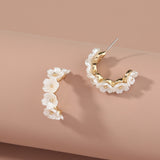 Resin White Flower Type C Stud Fashion