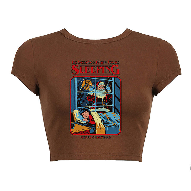 Round Neck Short Print Shirt