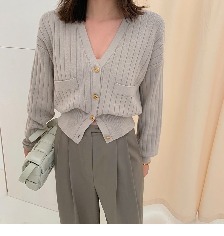 V-neck Knitted Jacket Women